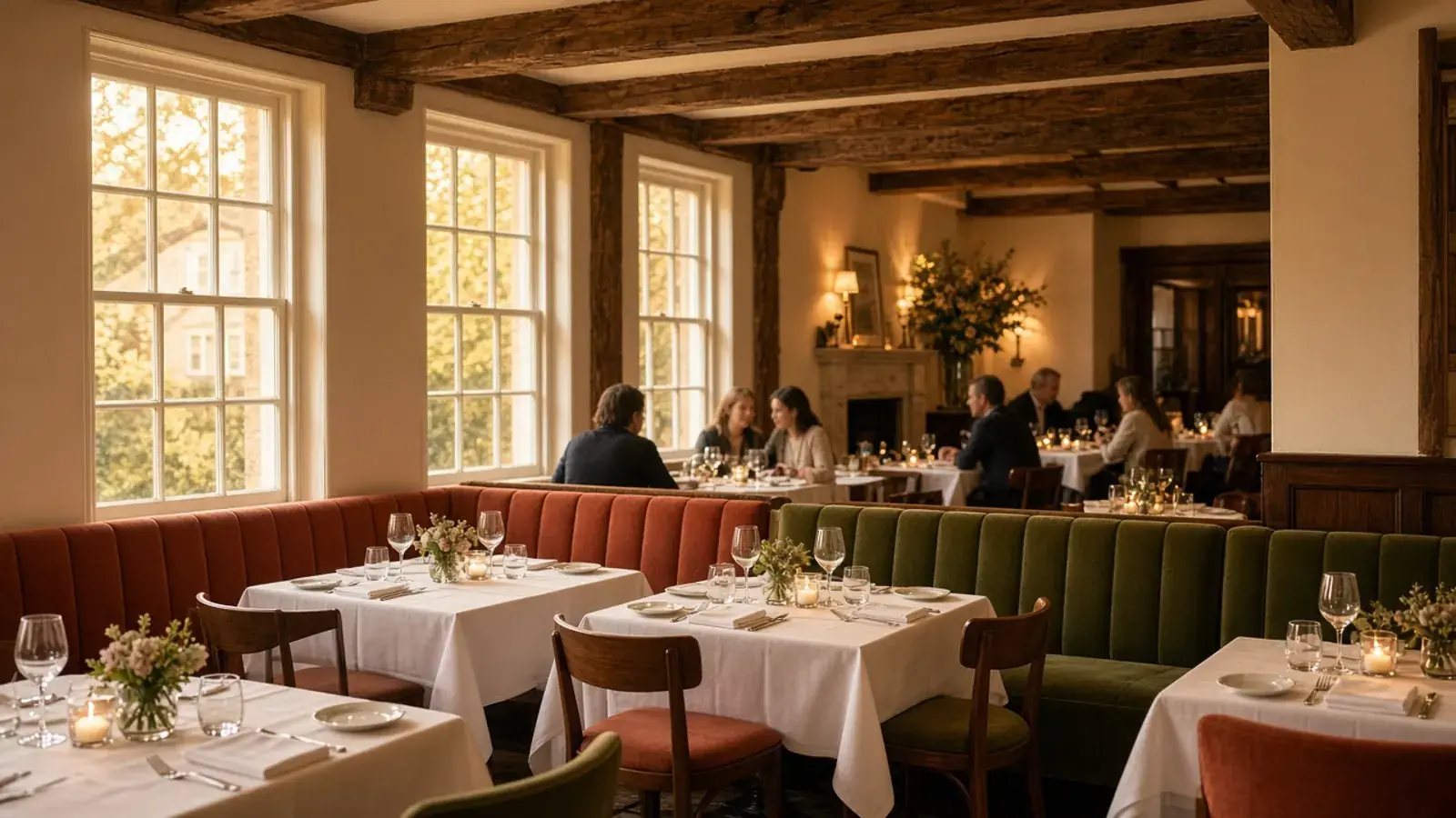 Main dining room in soft evening light